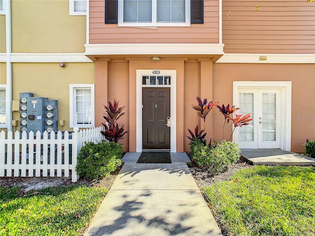 doorway to property with french doors