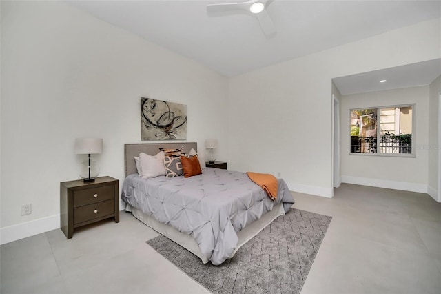 bedroom featuring ceiling fan