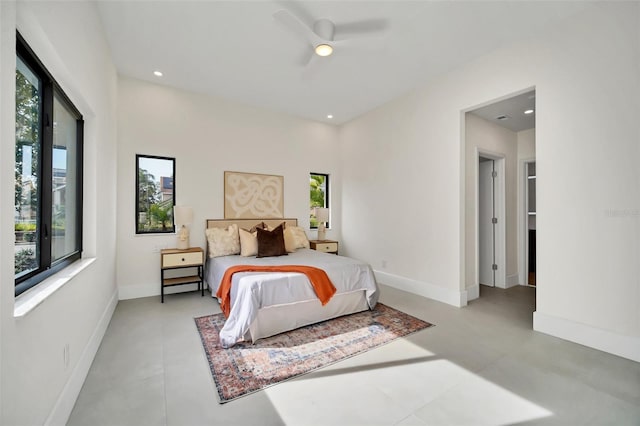 bedroom featuring ceiling fan