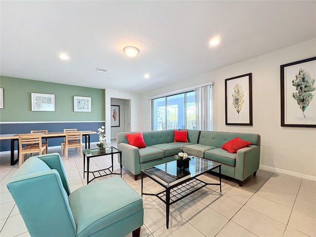 view of tiled living room