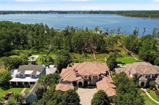 bird's eye view featuring a water view