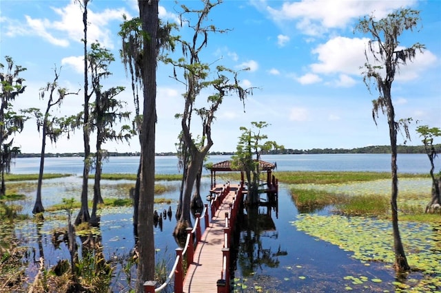 view of dock featuring a water view