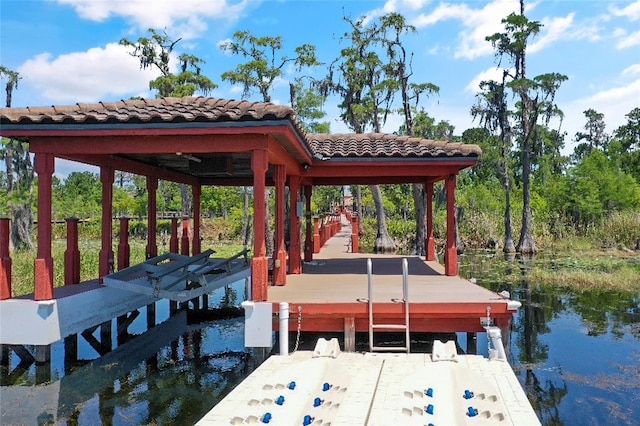 dock area featuring a water view