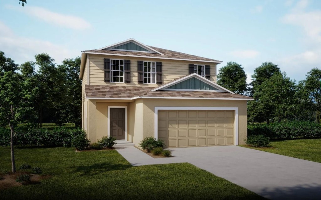 view of front of home with a front lawn