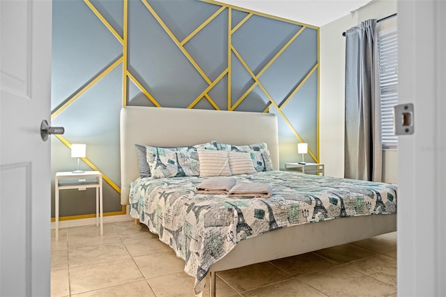 bedroom featuring tile patterned floors