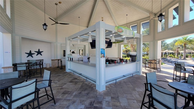 view of patio featuring ceiling fan