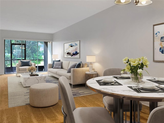 living room with vaulted ceiling