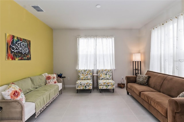 view of tiled living room