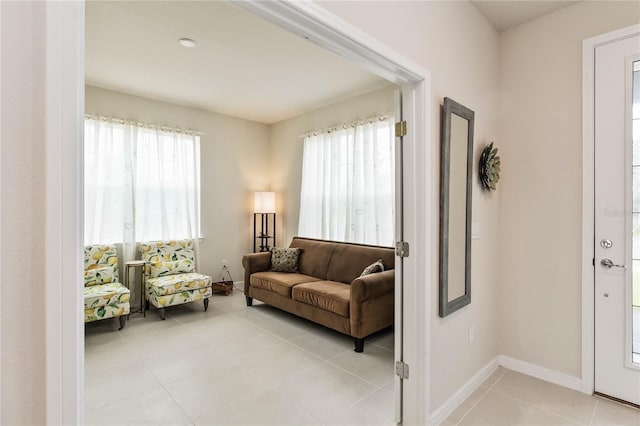 view of tiled living room