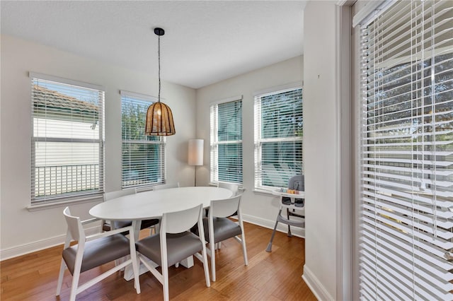 dining area with hardwood / wood-style flooring