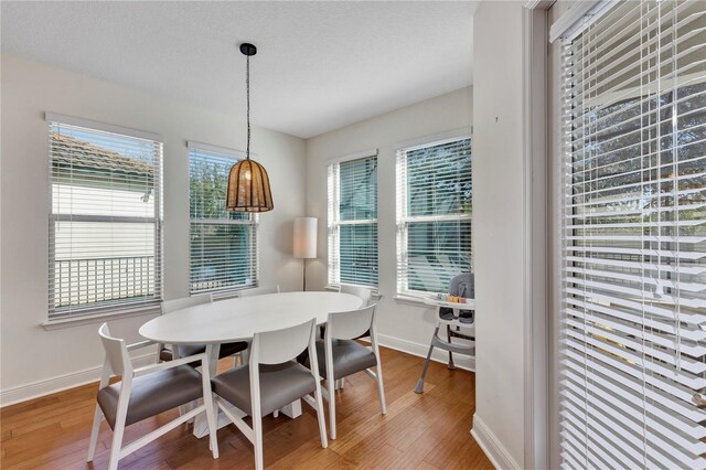 dining area featuring baseboards and wood finished floors