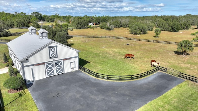 aerial view with a rural view