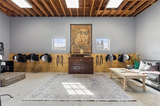 sitting room with concrete floors