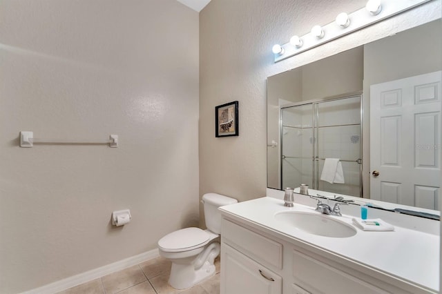 bathroom featuring tile patterned flooring, toilet, and vanity