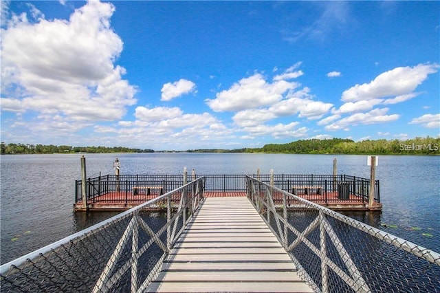 dock area featuring a water view