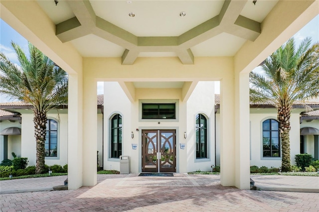 property entrance with french doors