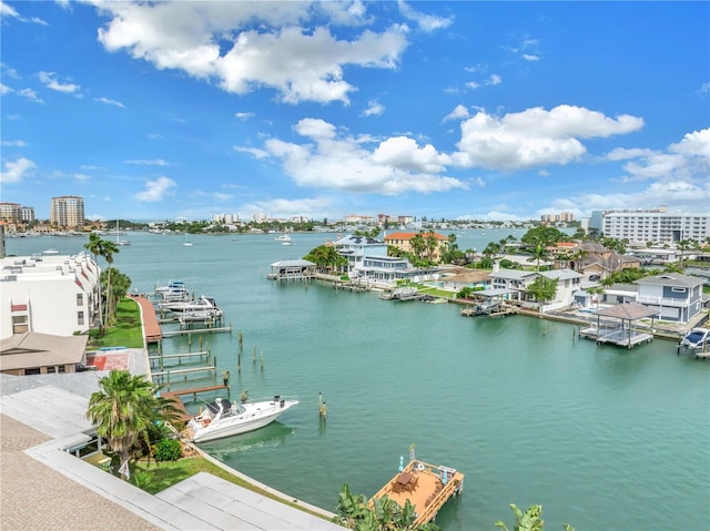 property view of water featuring a dock