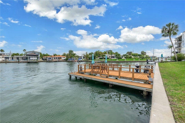 view of dock featuring a water view