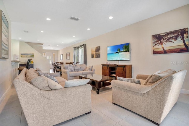 view of tiled living room