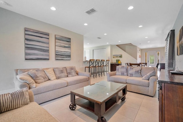 view of tiled living room