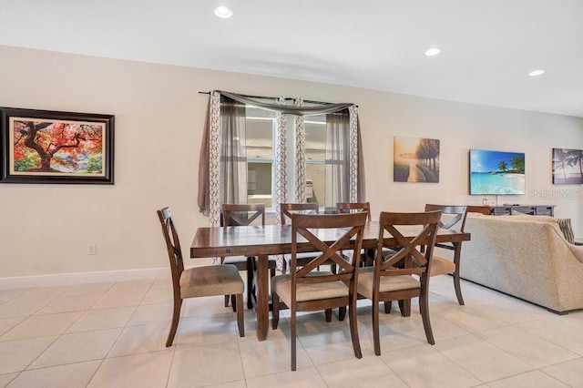 dining room with light tile patterned floors