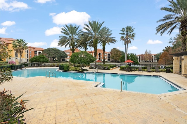 view of pool featuring a patio area