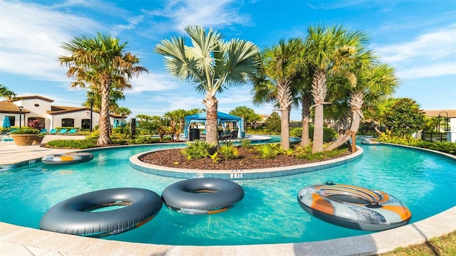 view of pool featuring a gazebo