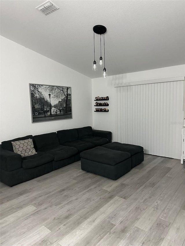 living room featuring light wood-type flooring