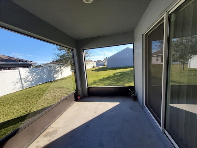 view of unfurnished sunroom