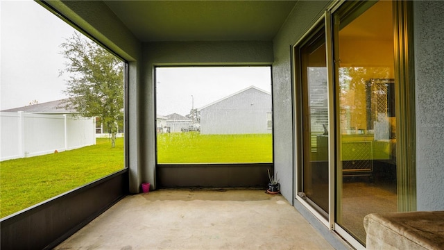 view of unfurnished sunroom