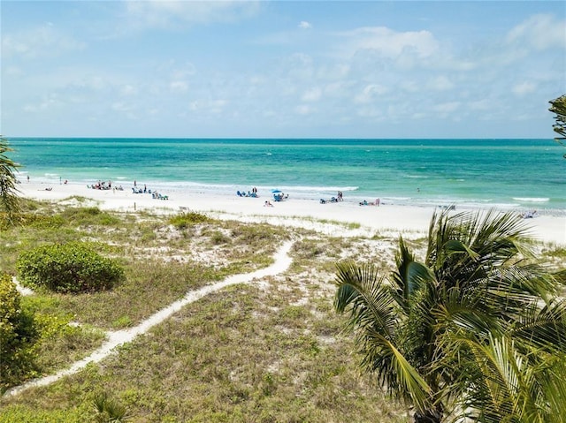 property view of water with a beach view