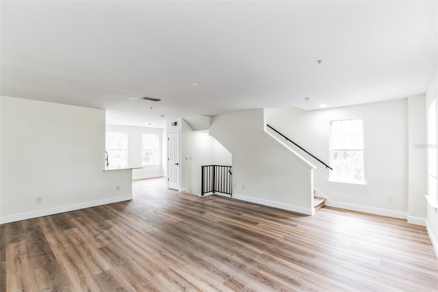 unfurnished living room featuring hardwood / wood-style floors