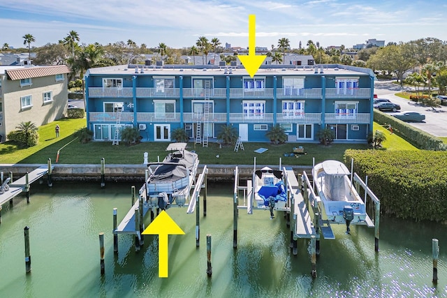 view of dock featuring a water view