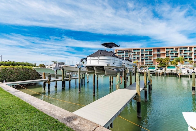 dock area featuring a water view