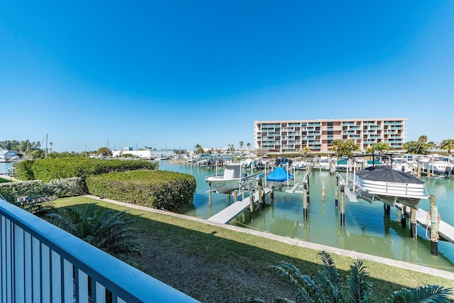 view of dock featuring a water view