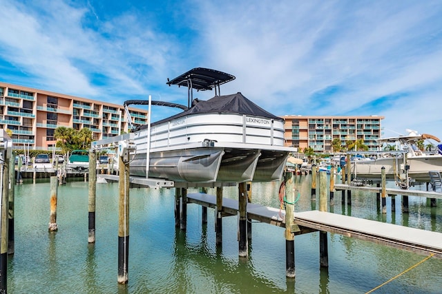 dock area featuring a water view