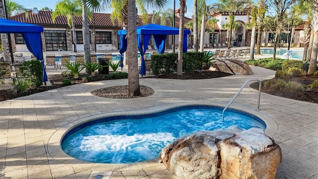 view of pool featuring a patio