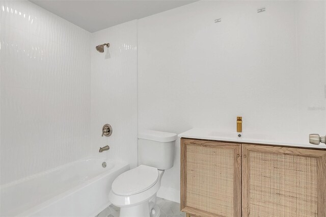 full bathroom with tile patterned flooring, toilet, vanity, and shower / bath combination