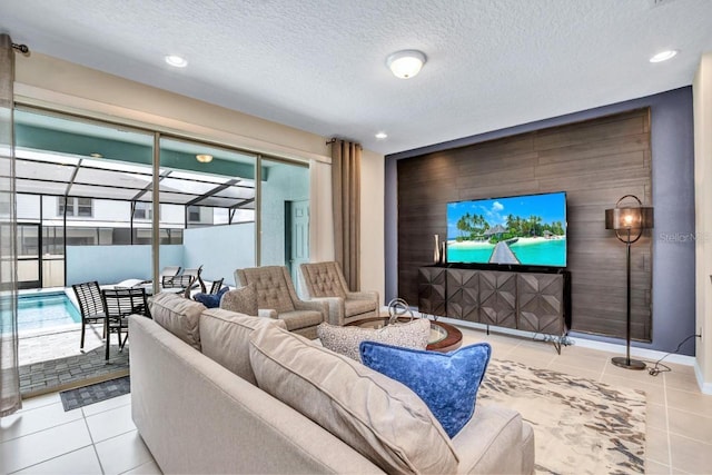 interior space with a textured ceiling