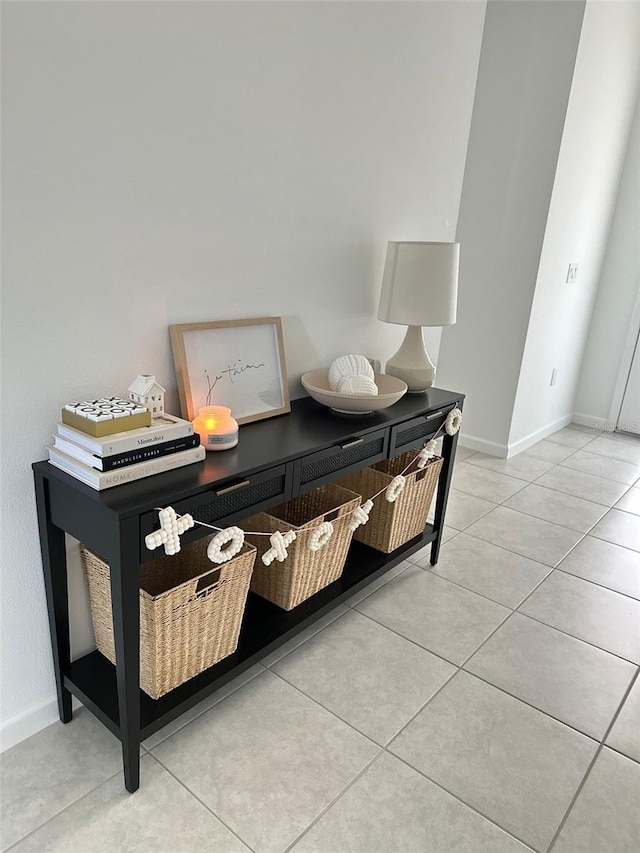 interior details with light tile floors