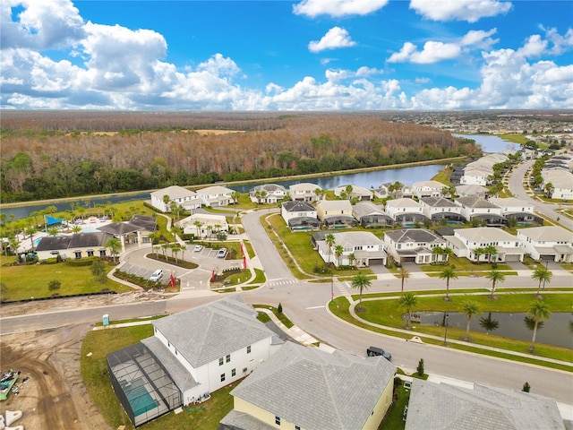 bird's eye view featuring a water view