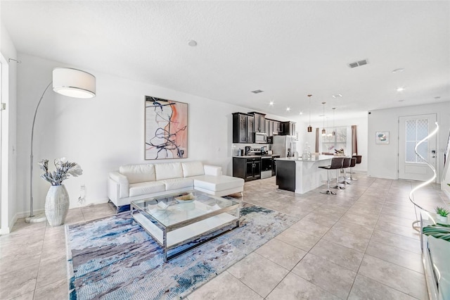 view of tiled living room