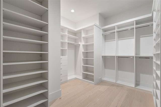 spacious closet with hardwood / wood-style flooring