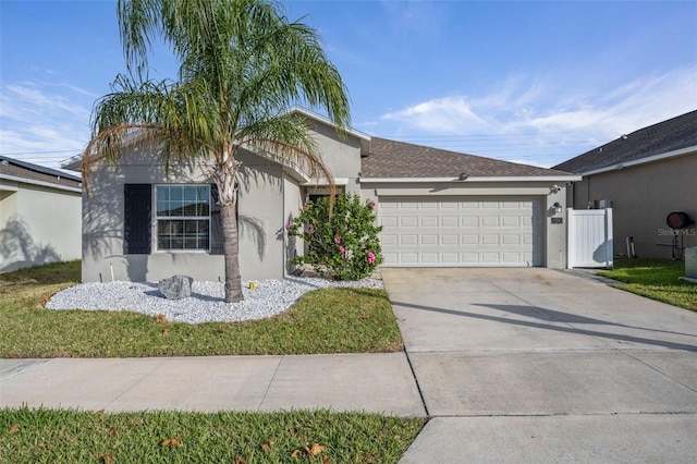 single story home featuring a garage