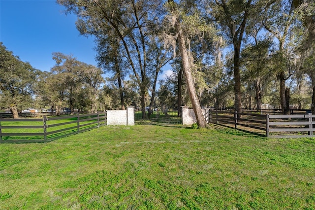 view of yard with a rural view