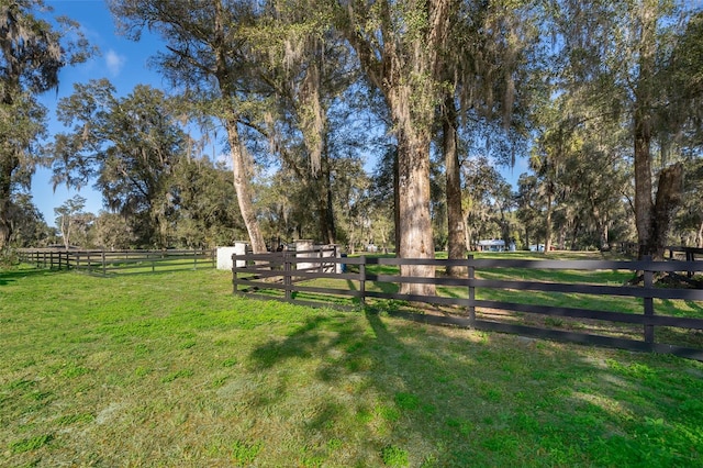 view of property's community featuring a rural view and a yard