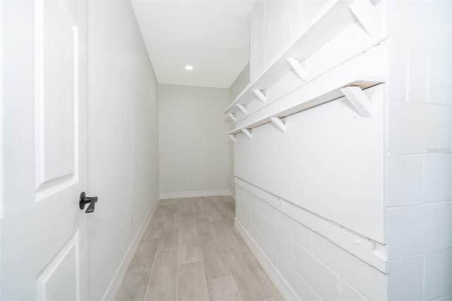 spacious closet featuring light wood-type flooring