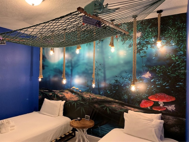 bedroom featuring a textured ceiling