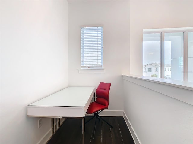 office area featuring dark hardwood / wood-style floors