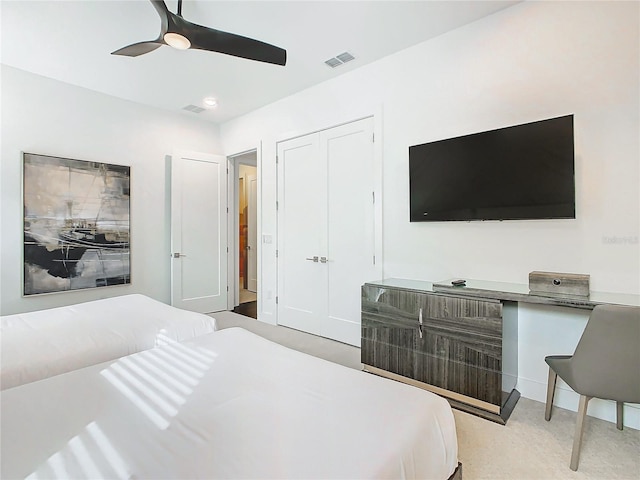 bedroom with a closet and ceiling fan